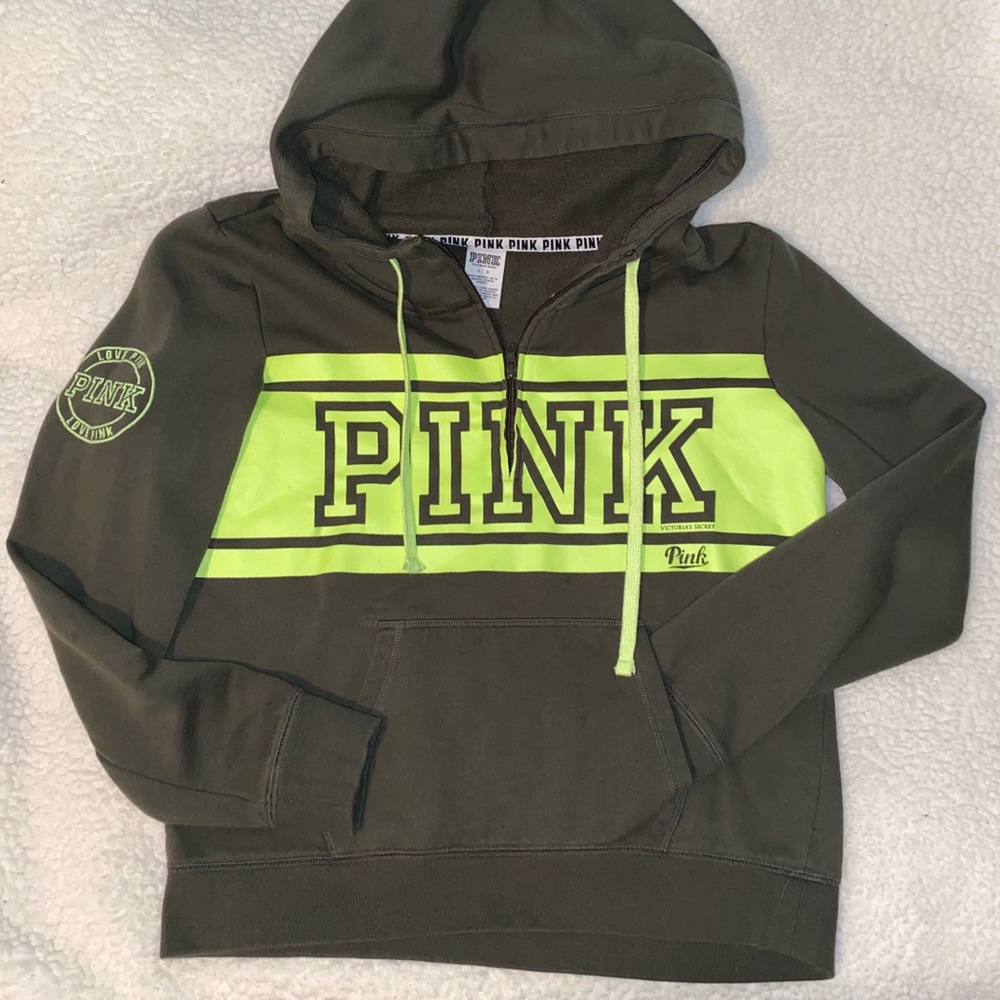 Victoria Secret Pink 1/4 Zip Hooded Sweatshirt